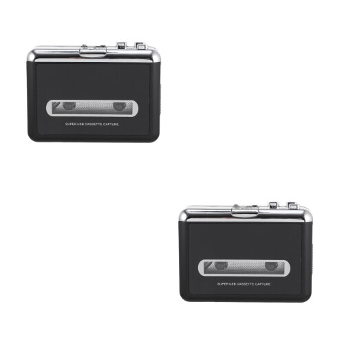 2Pièces Cassette USB Légèr Avec Haut-Parleur Détachable, Noir 2