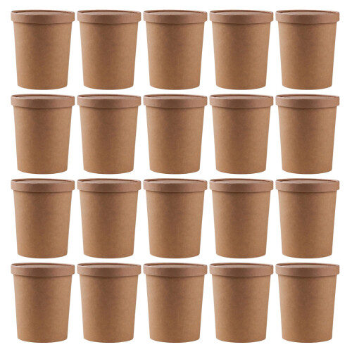 50Ensembles Contenants Kraft À Soupe Couvercles Pour Usage