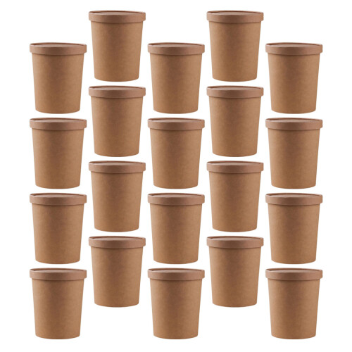 50Ensembles Contenants Kraft À Soupe Couvercles Pour Usage 2