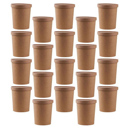 50Ensembles Contenants Kraft À Soupe Couvercles Pour Usage 1