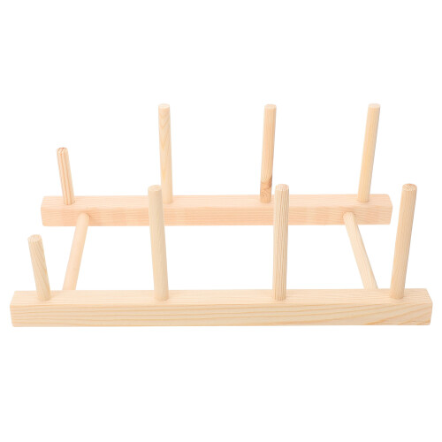 3Pièces Présentoir En Bois Marron Rangement Fil