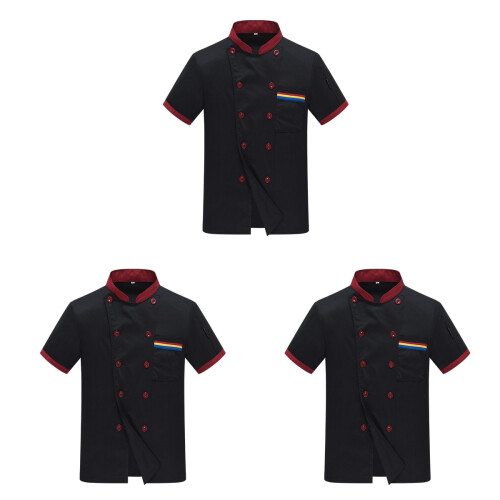 3Pièces Chemises Chef Courtes Faciles À Noir 1