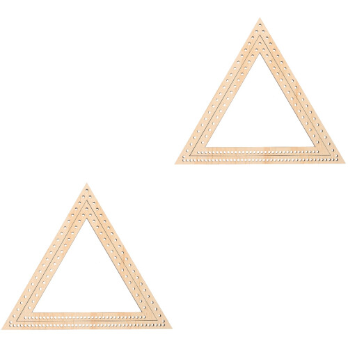 4Pièces Support Triangle Bois Lisse Artisanat Fait Main Khaki 2