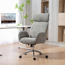 HOMCOM Office Chair with Adjustable Headrest, Comfy Desk Chair, Dark Grey