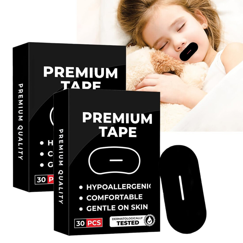 Black 60 Pieces Mouth Tape For Sleeping, Mouth Patch For Snoring, Antisnoring Aid, Snoring Stopper With Strong Adhesion