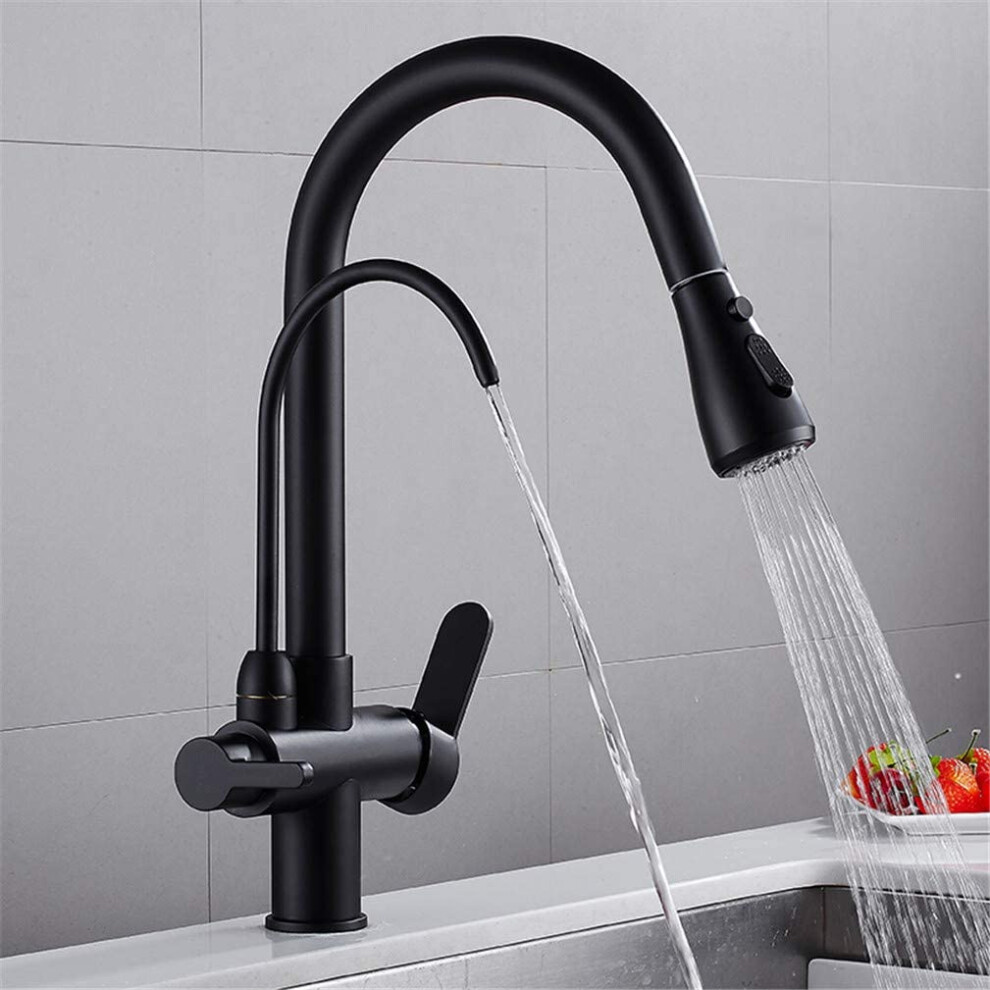 Kitchen Faucets Wall Mount Faucet Threeway Water Filter Tap Sink Mixer Black 9426802631210