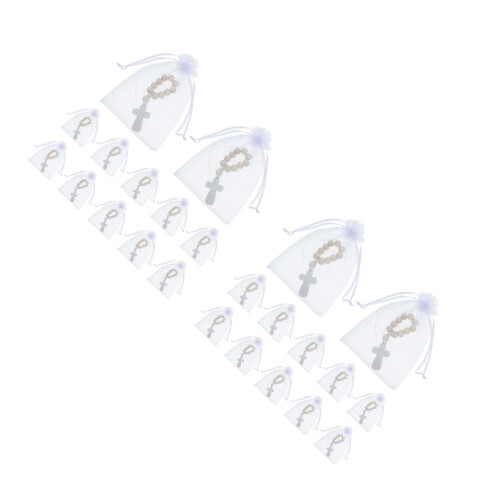 80Ensembles Petits Bracelets Chapelet Bois Sachets Pour Communion 1