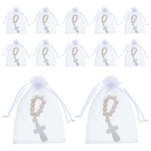 80Ensembles Petits Bracelets Chapelet Bois Sachets Pour Communion
