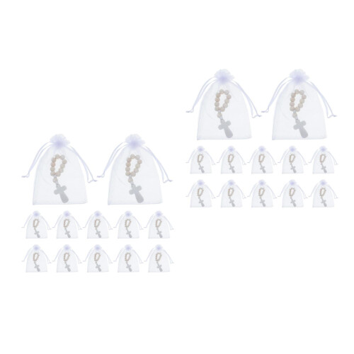 80Ensembles Petits Bracelets Chapelet Bois Sachets Pour Communion 2