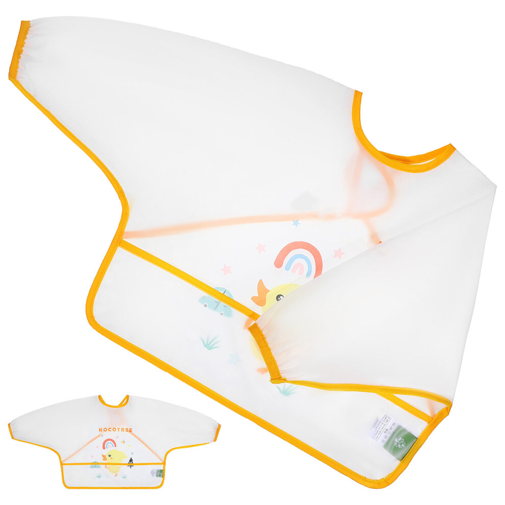 2Pcs Baby Bibs With Sleeves Polyester Long Sleeve Feeding Smocks White Happyyami