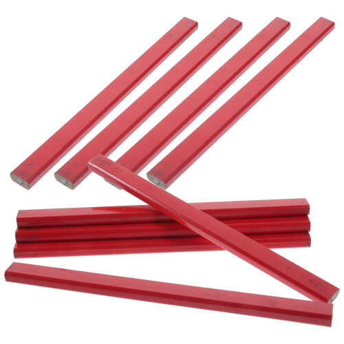 40Pièces Crayons Charpentier Robustes Rouges Bois Octogonaux Usage Pro 1