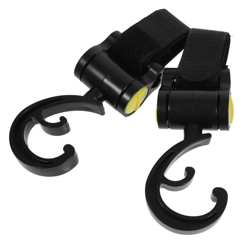4Pcs Stroller Hooks Yellow Secure Rotating Bag Hanger Clips