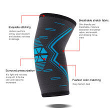 2Pcs Breathable Nylon-Spandex Sports Elbow Supports, Blue-Black