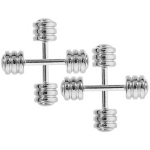 16Pcs Mini Alloy Barbell Props Silver Dollhouse Sports Ornament
