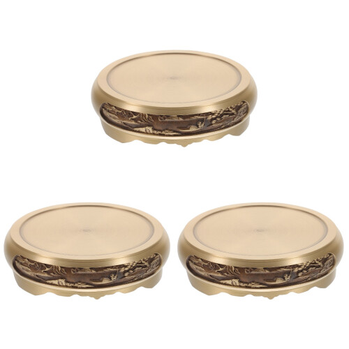 3Pcs Round Copper Ashtray Metal Tabletop Indoor Retro 2