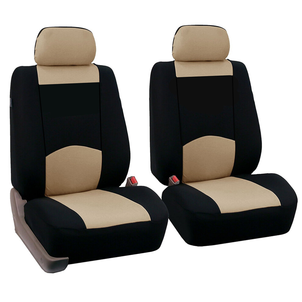 6Pcs Full Seat Covers Universal Fit Car Split Bench Protectors Beige 3612417882895