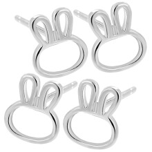 10Pairs Zinc Alloy Bunny Ear Stud Earrings Silver for Women Minimalist