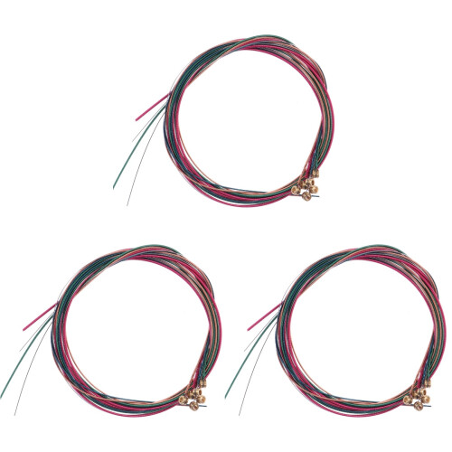 3Pcs Multicolor Acoustic Guitar Strings Brass Steel Wire with Coating 1