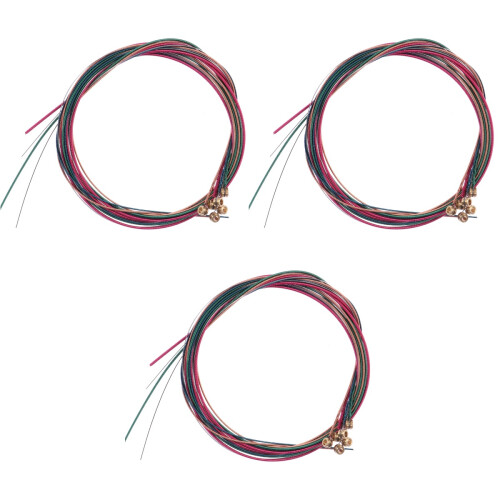 3Pcs Multicolor Acoustic Guitar Strings Brass Steel Wire with Coating 2