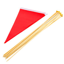 50Pcs Strong Red Lawn Flags with Poles Yard Marking Flags for Outdoors