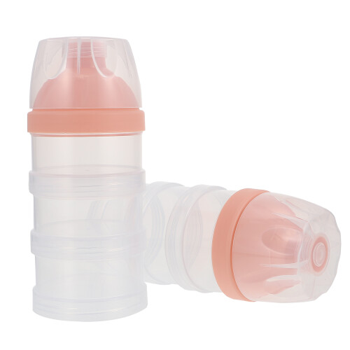 6Pièces Range Lait Poudre Bébé Rose Triple Couche Empilable 1