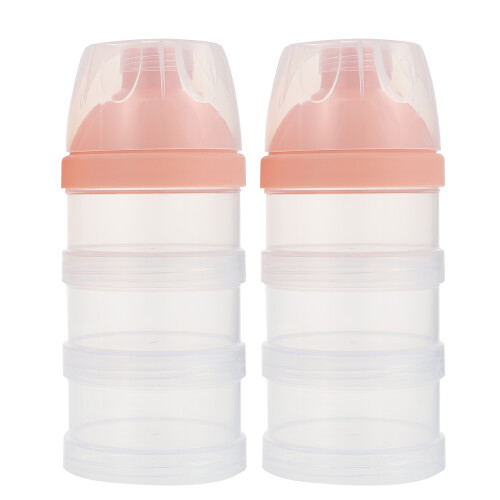 6Pièces Range Lait Poudre Bébé Rose Triple Couche Empilable 2