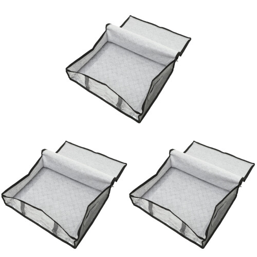 3Pcs Multipurpose Grey Under Bed Storage Bag with Handles and Window 2