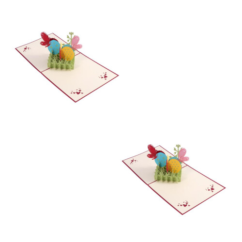 2Pcs 3D Easter Cards Multi Cutout Bunny Eggs Flowers Greeting 1