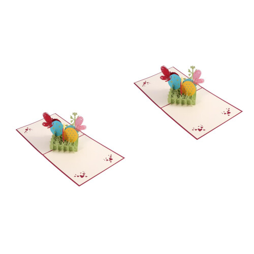 2Pcs 3D Easter Cards Multi Cutout Bunny Eggs Flowers Greeting 2