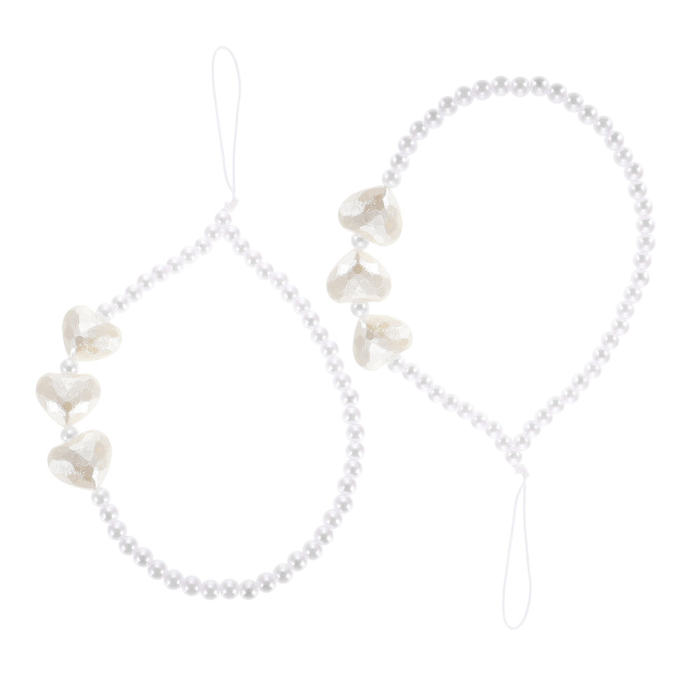 4Pcs Pearl Phone Lanyard Wrist Strap Anti-Lost Phone Chain White 3612303673552