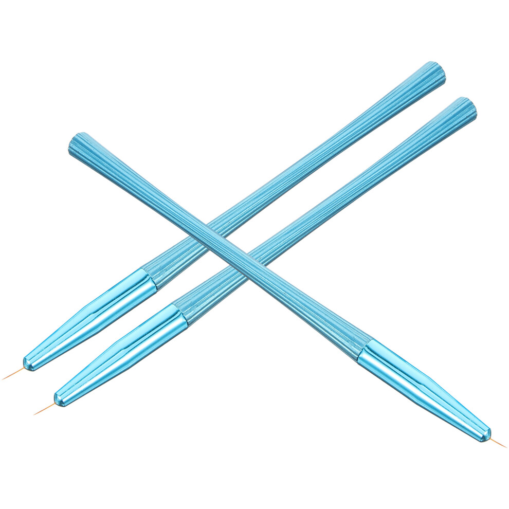 Totority Blue 6Pcs Manicure Nail Art Liner Brushes Plastic Aluminum For Women