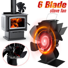 2Pcs Heat Powered Stove Fan Black Six- Fireplace Fan Non Electric