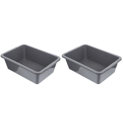 2Pcs Grey Plastic Utility Bus Tub Multipurpose Tote Box with Handles 1