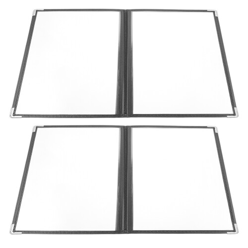 8Pcs Black PVC Menu Holders Clear Covers for Restaurant Use 1