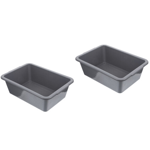 2Pcs Grey Plastic Utility Bus Tub Multipurpose Tote Box with Handles 2