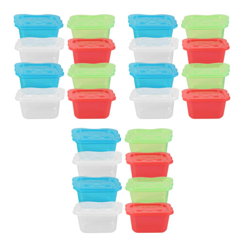 24Pcs Plastic Baby Food Containers with Sealed Lids Assorted 1