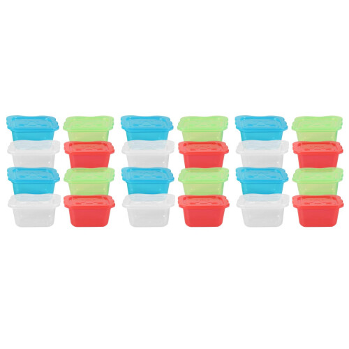 24Pcs Plastic Baby Food Containers with Sealed Lids Assorted 2