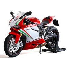 1:12 Scale Motorcycle Toy Model Cars for Ducati 1199, Alloy, DieCast, Shock Absorption, Sound, Light, Chain Link, Simulation Engines for Boys, White