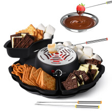Indoor S'mores Maker and Electric Fondue Set with Adjustable Temp, Fast Heating, Detachable Trays