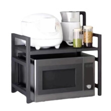 Kitchen Baker's Rack Microwave Oven Stand Large Storage Durable Carbon Steel Black 46x64x36cm