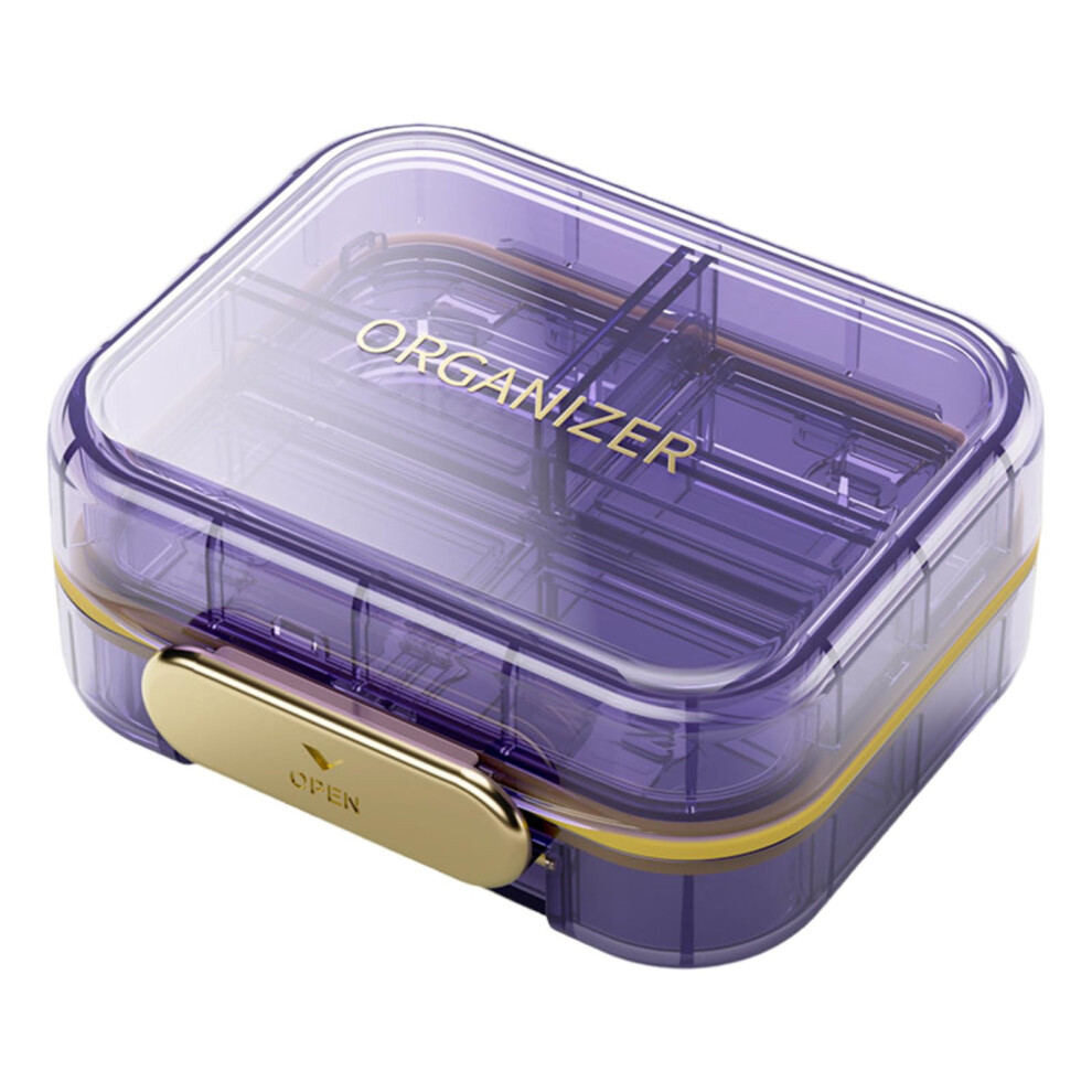 Portable pill box with 7 compartments, travel organizer, container, transparent, empty pills, storage box for medication