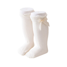 Calcetines altos elásticos suaves hasta la rodilla para bebés y niñas pequeñas, medias con diseño de lazo y agarre de silicona antideslizante,