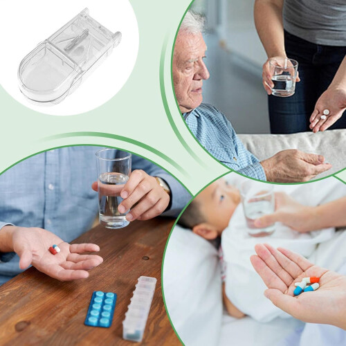 Portable Cutter  Small Travel Tablet Splitter with Storage, Pill Cutter with Sharp Blade 2