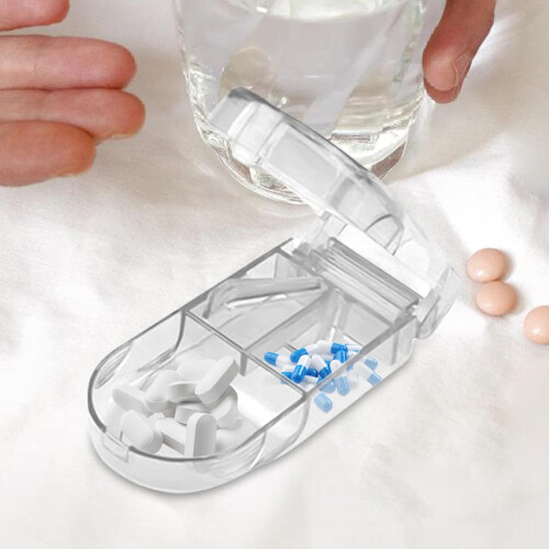 Portable Cutter  Small Travel Tablet Splitter with Storage, Pill Cutter with Sharp Blade 1