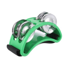 Foot Tambourine, Foot Drum, Ukulele Rhythm, Banjo Tambourine, Concert Party, 4Bell Tambourine, Shoe Tambourine, Shaker, Green