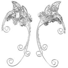 2Paires Boucles D'oreilles Clip Cuivre Argent Rétro Style Elfes Femme