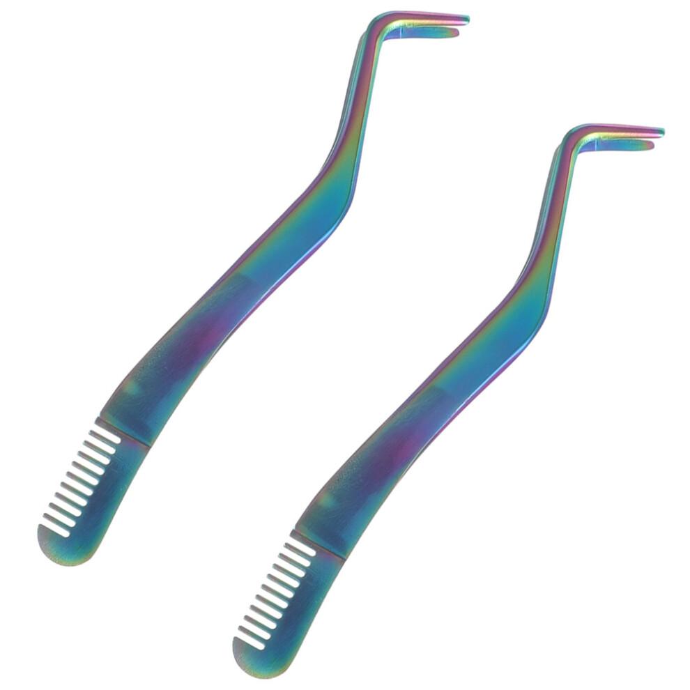 Totority 6Pcs Ergonomic Eyebrow Tweezers Stainless Steel Lash Applicator Multi