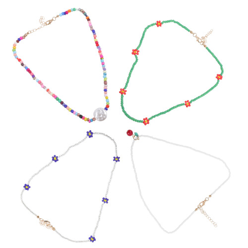 12Pièces Colliers Choker Perles Colorées Plage 1
