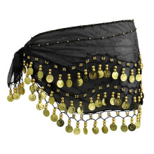 3Pcs Black Belly Dance Hip Skirt Coins for Dance Shows