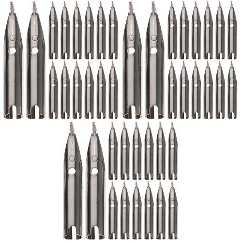 60Pcs Fountain Pen Replacement Nibs Silver Metal Smooth Writing Tips 2